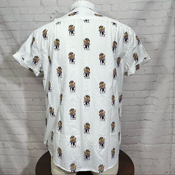 DENIM & FLOWER shirt All American Teddy Bear image like  Ralph Lauren bear NWT - Picture 3 of 6